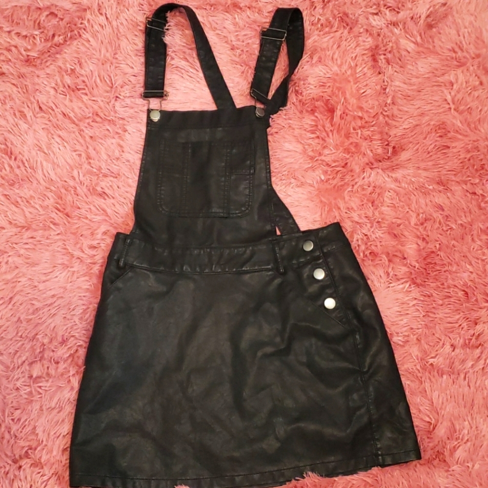 Forever21 Pleather overalls size S worn once